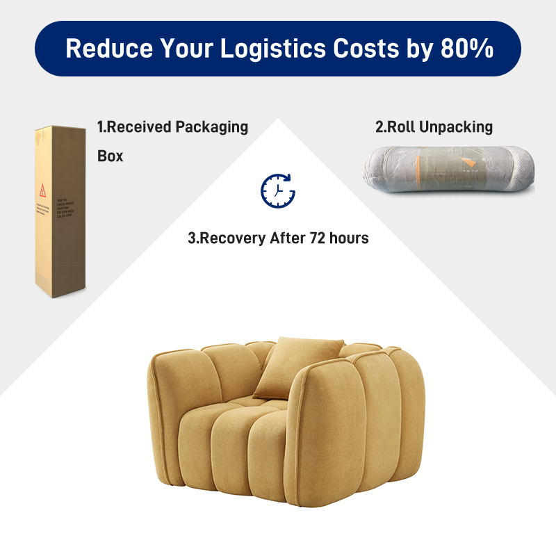 S255-1 Custom Compression Sofa Suit Fabric Vacuum High-density Foam Compression Packaging Sofa